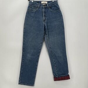 LL Bean Double L Jeans Womens 6R Fleece Lined Relaxed Fit Blue Denim Pants Vtg